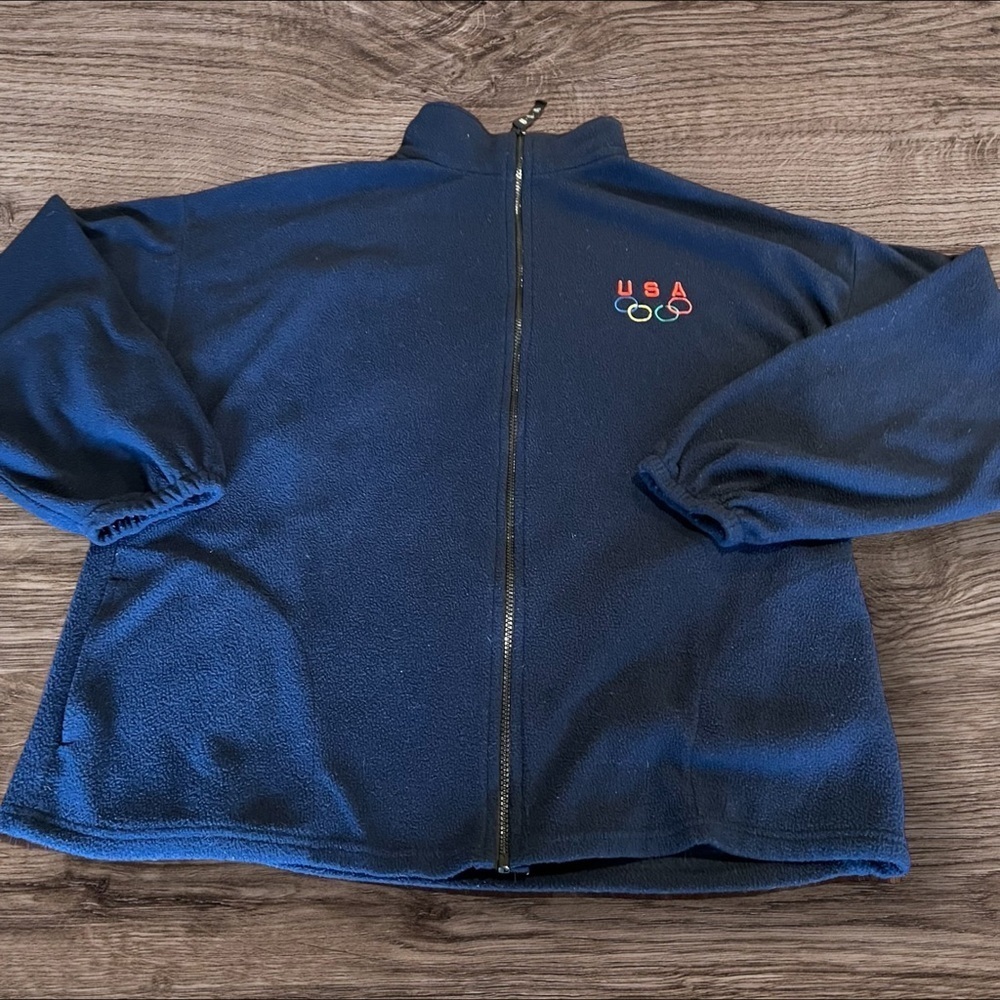USA Olympic Committee Blue Fleece Full Zip Jacket Size XXL